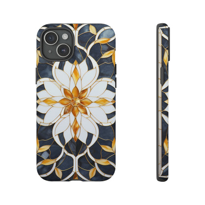 Art Deco Floral Gold & Blue Mosaic