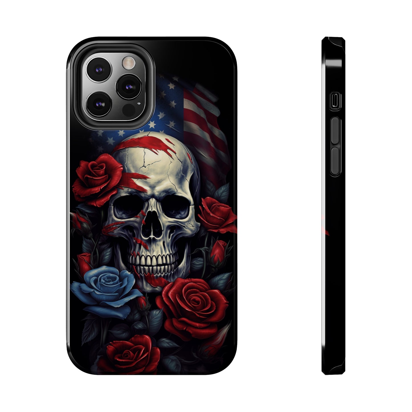 Skull-themed American flag iPhone cover