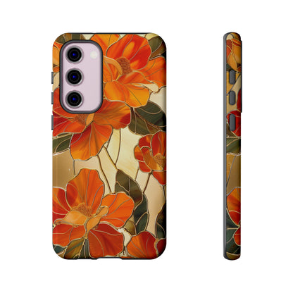 Orange Floral Phone Case Stained Glass Flower Aesthetic