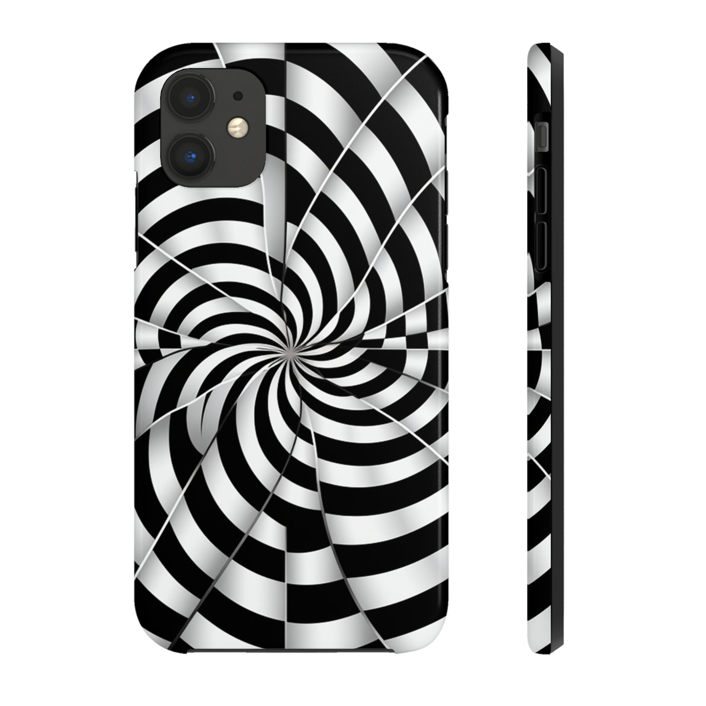 Trippy Black and White Optical Illusion Tough iPhone Case | Psychedelic Phone Cover