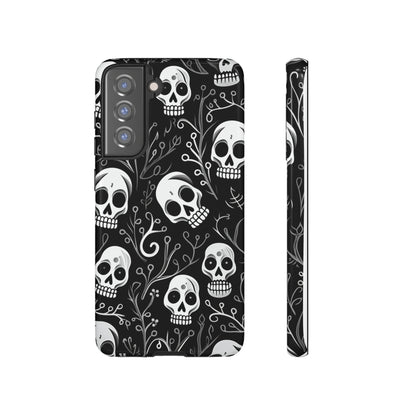 Join the Goth Side: Black Skull Floral Print | Mystical Elegance Case for iPhone, Samsung Galaxy, and Google Pixel