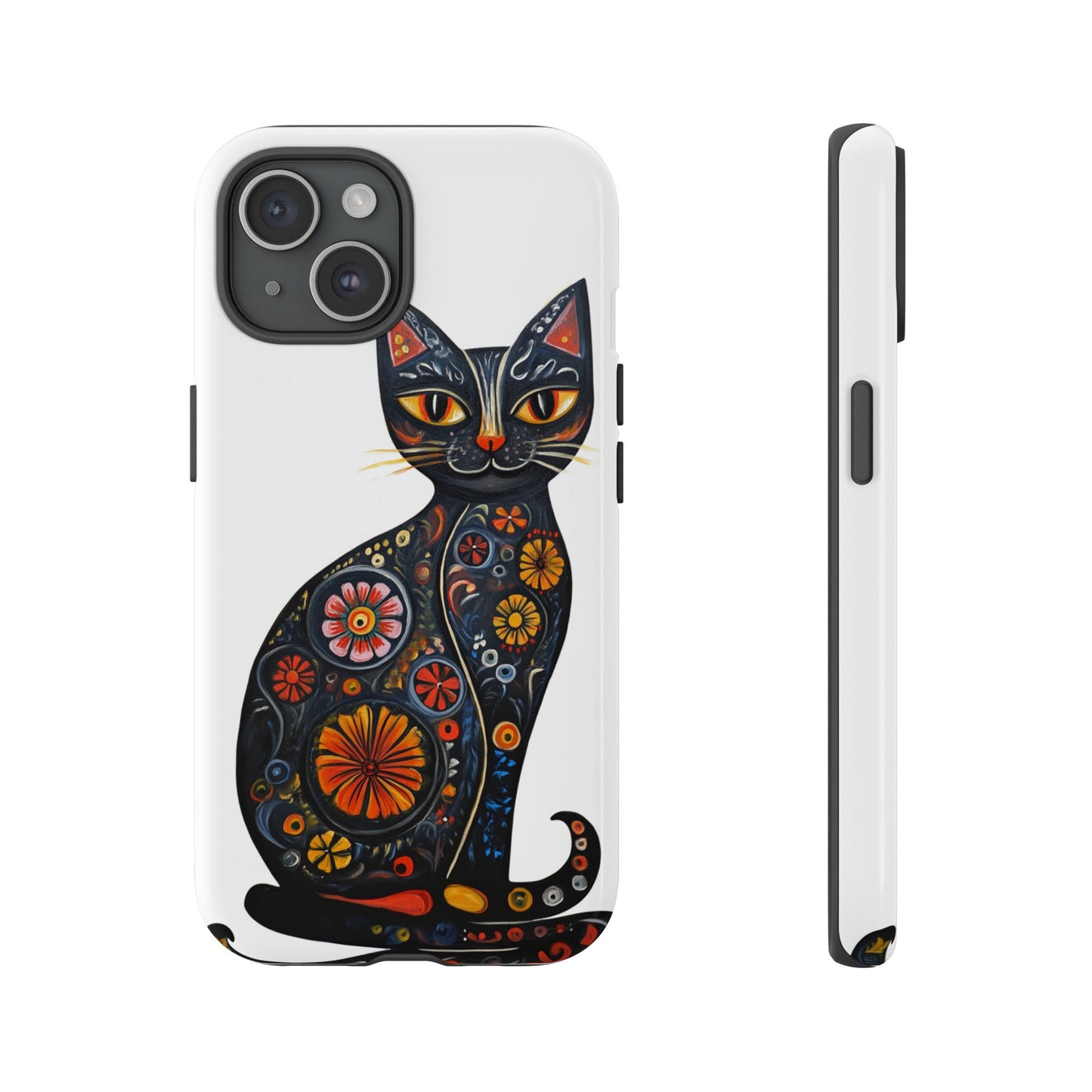 Black Cat Folk Art Halloween Phone Case