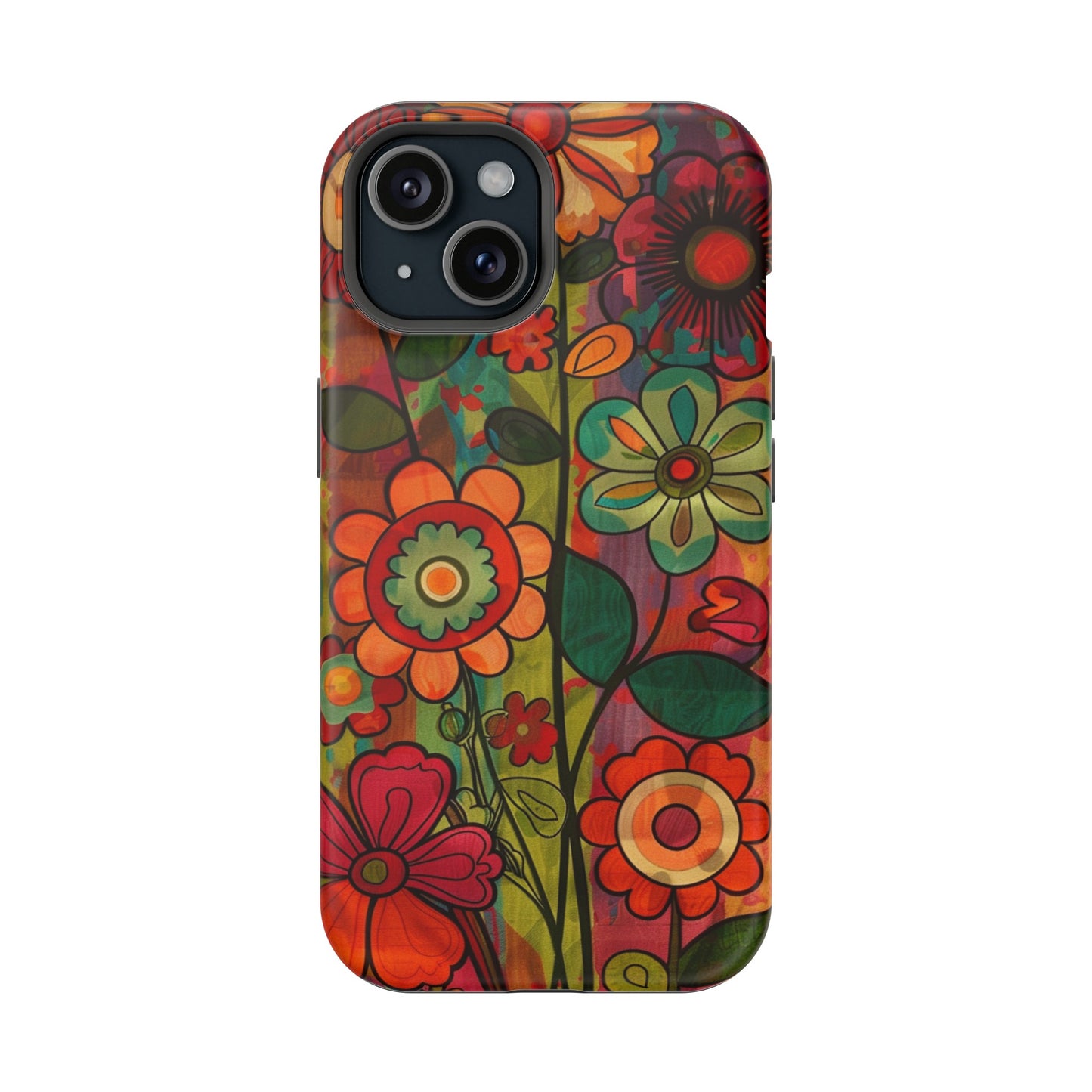 Retro Watercolor Abstract Floral Summer Style MagSafe Phone Case, iPhone 15 Case