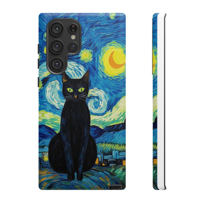 Starry Night Van Gogh Black Cat iPhone, Samsung Galaxy, Google Pixel  Case | Embrace Artistic Whimsy and Feline Charm