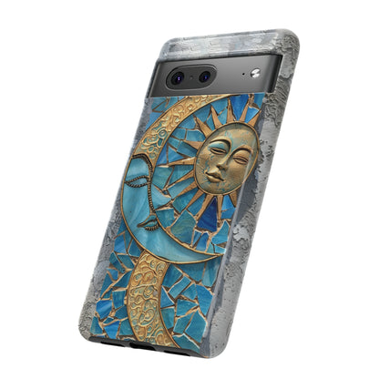 Boho Sun and Moon Mosaic Tile Stained Glass Phone Case