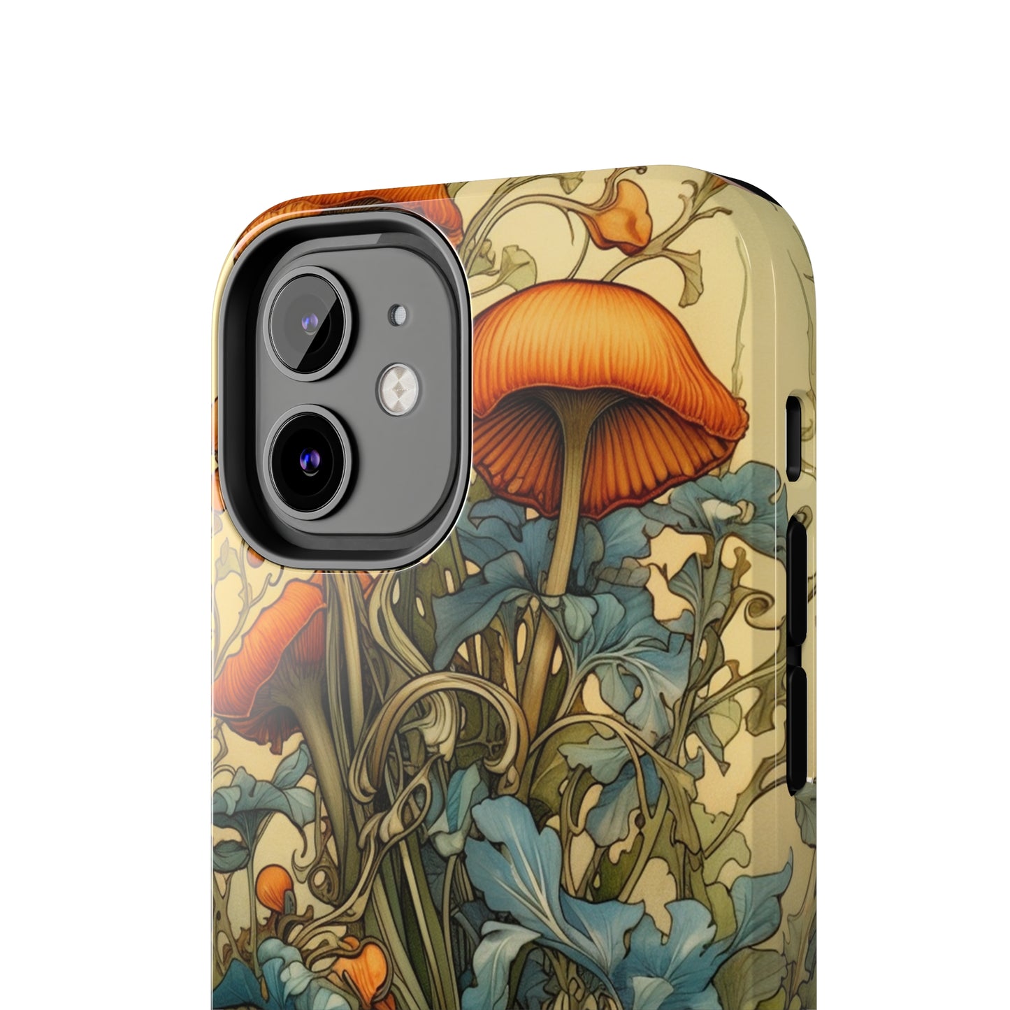 Vintage Mushroom iPhone Case Floral Aesthetic Art Nouveau Retro Phone Tough Case iPhone 14 Plus 13 12 7 8 SE Hippie Boho Style