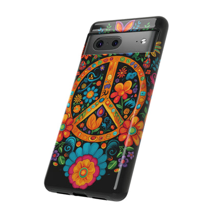 Peace Sign Embroidery Floral Hippie Style Phone Case