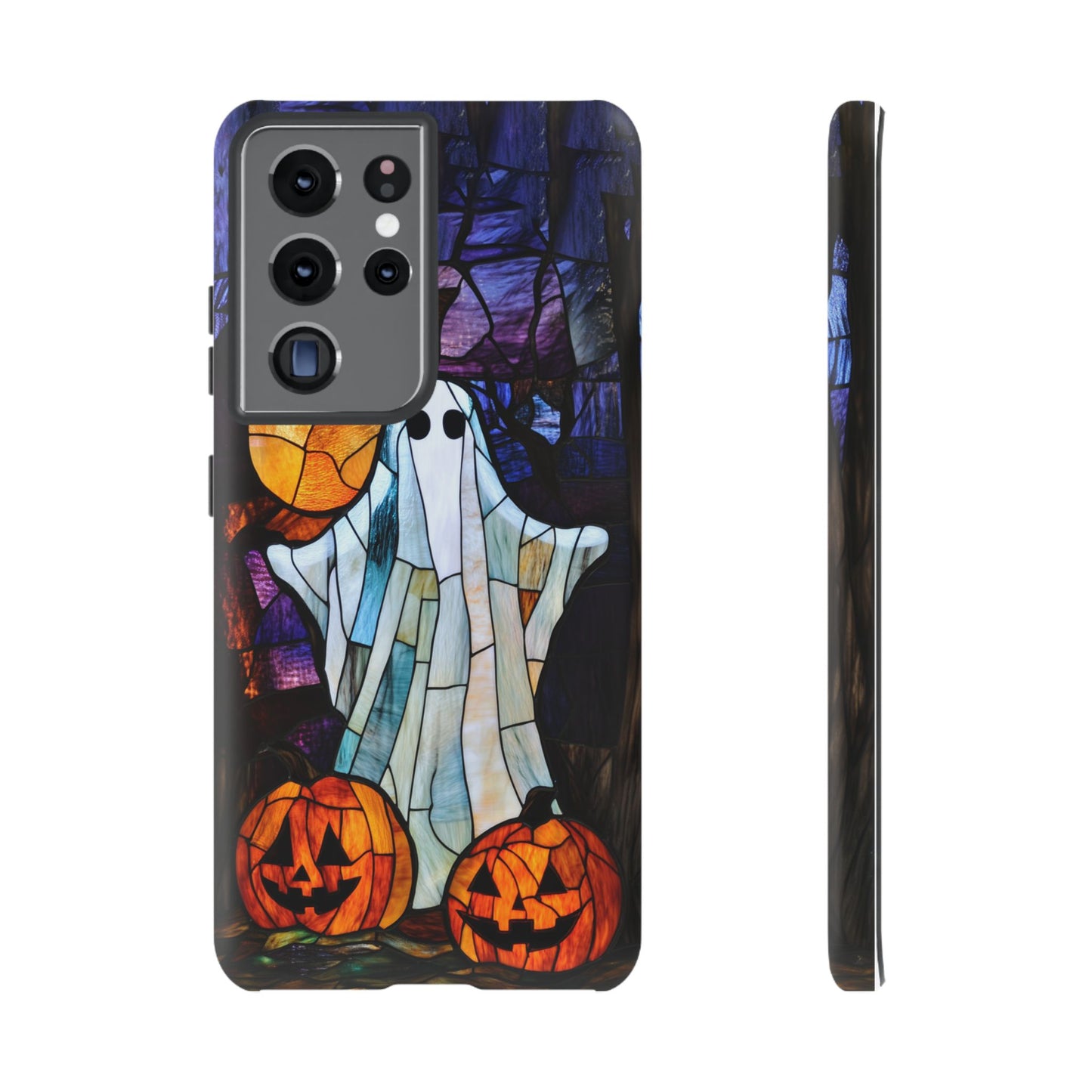 Stained Glass Halloween Ghost and Jack-o'-Lanterns Phone Cover