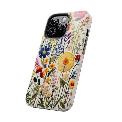 Wildflowers Floral Embroidery iPhone Case