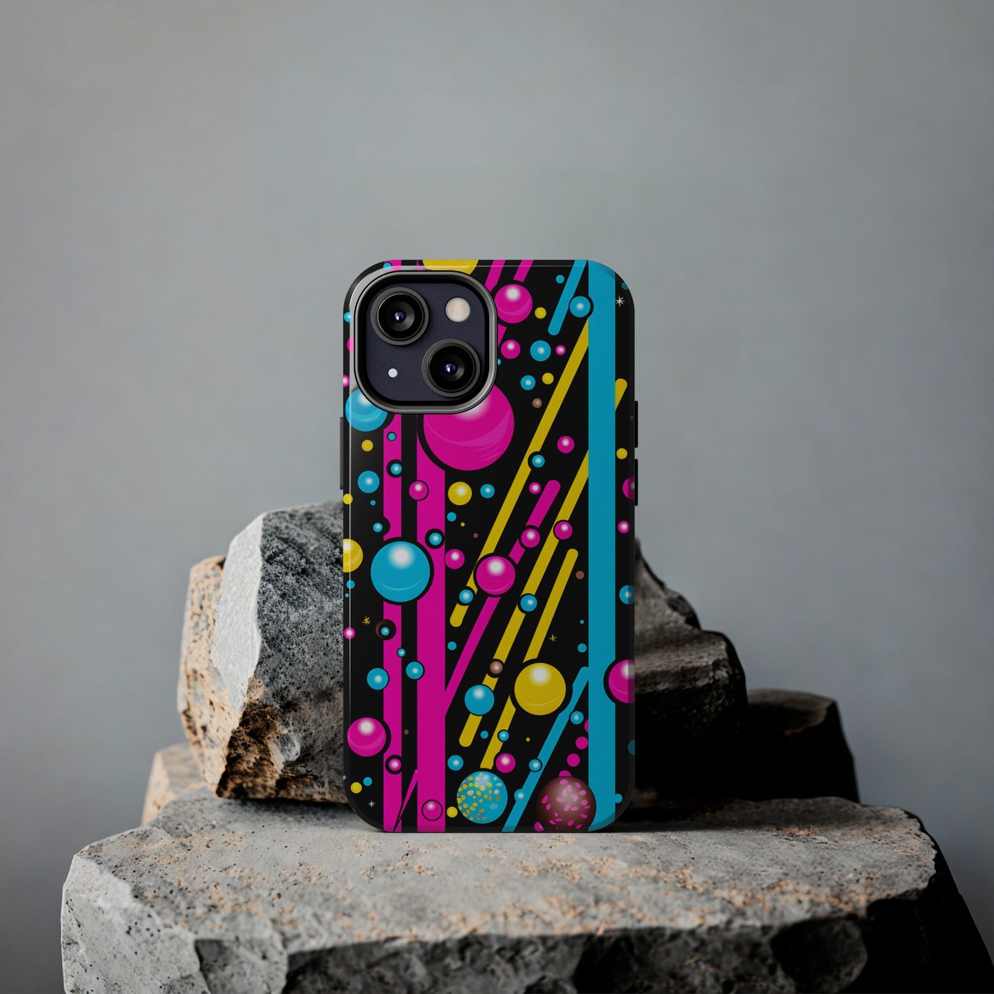 Retro Geometric Psychedelic iPhone Case | A Nostalgic Trip to Colorful Dimensions