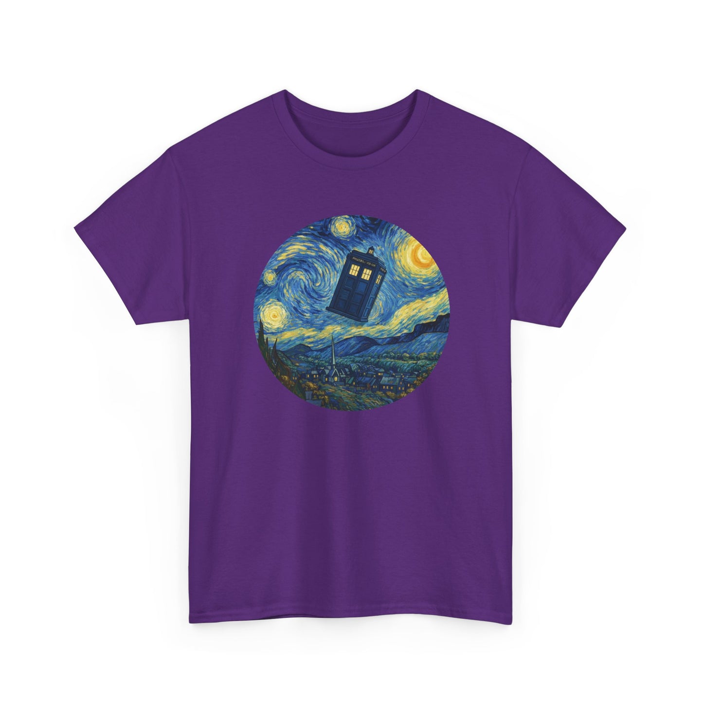 Van Gogh Police Box Starry Night Fantasy Parody Graphic T-Shirt