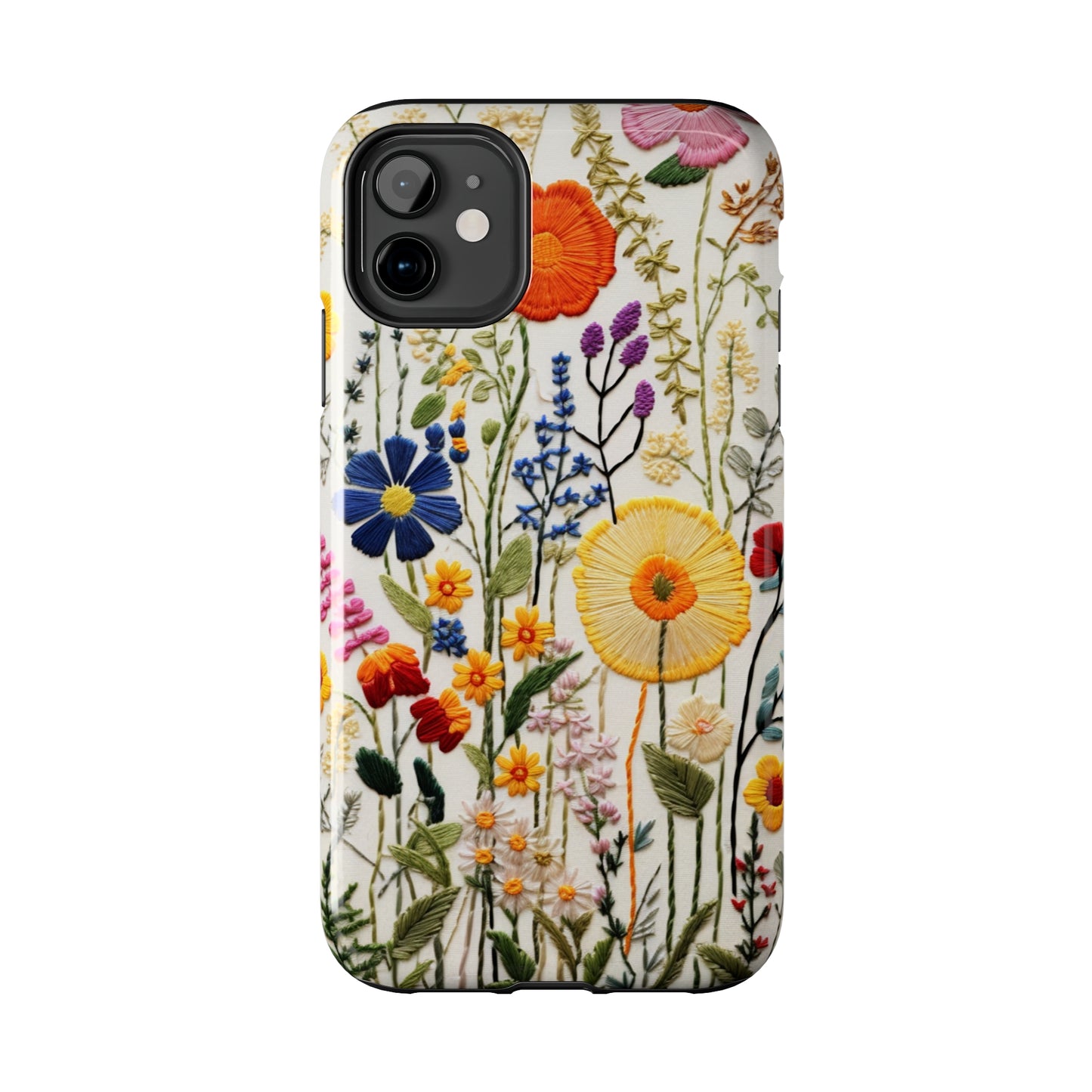 Wildflowers Floral Embroidery iPhone Case