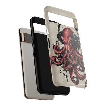 Retro Style Japanese Octopus Listening to Headphones Phone Cover