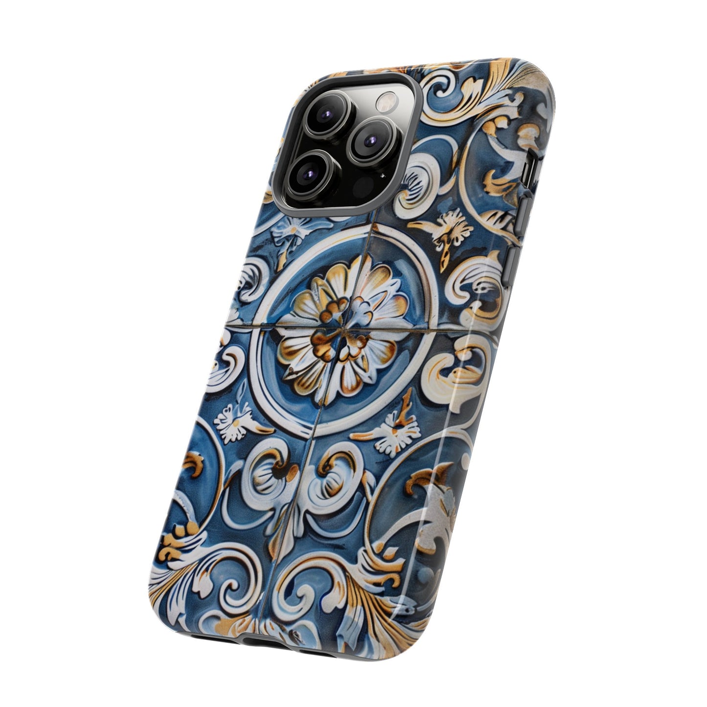 Azulejo Porcelain Blue & Creamy White Tile Mediterranean Design Phone Case