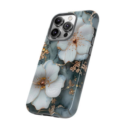 White Flower on Marble Stone  Phone Case