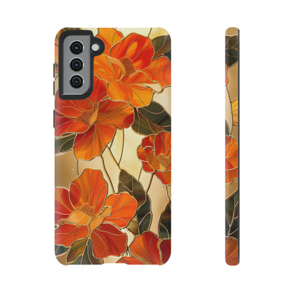 Orange Floral Phone Case Stained Glass Flower Aesthetic