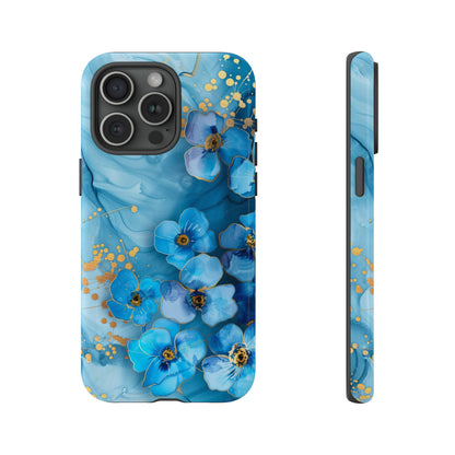 Forget Me Nots Gold Color Splash Floral Design Phone Case