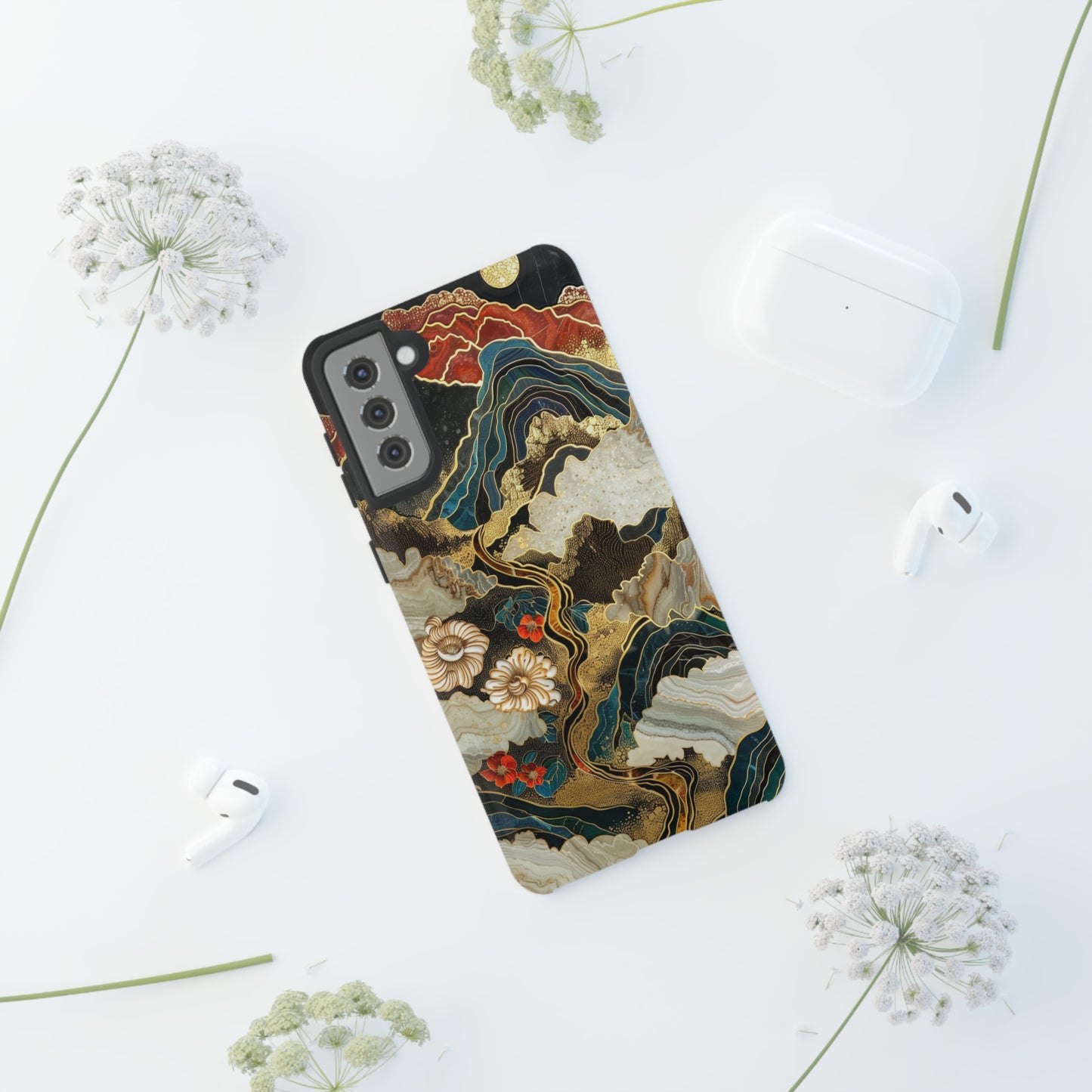 Chiyogami Stained Glass Floral Mountain Phone Case