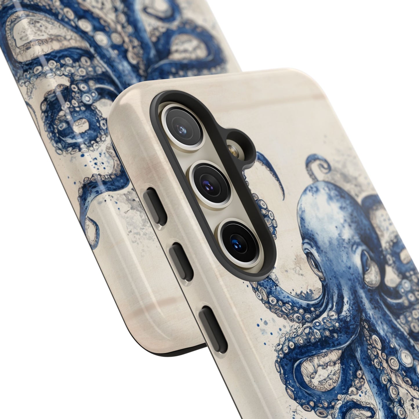 Vintage Japanese Art Style Blue Octopus and Waves Phone Cover