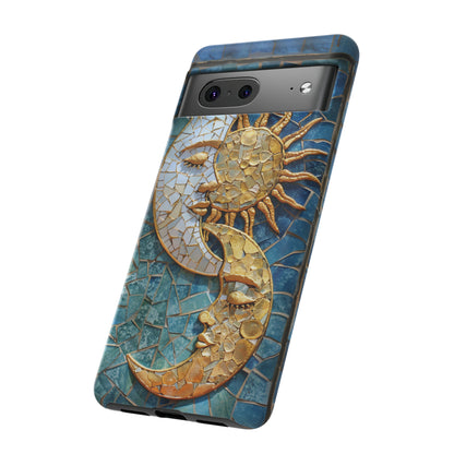 Boho Sun and Moon Mosaic Tile Stained Glass Phone Case