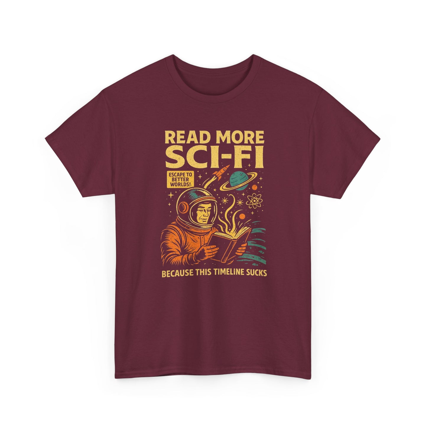 Retro Sci Fi Read More Sci Fi Books T Shirt Nerd Reader Tee