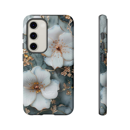 White Flower on Marble Stone  Phone Case