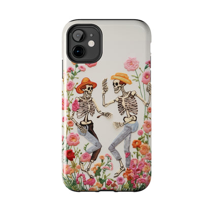 Dancing Halloween Skeletons Embroidery iPhone Case | iPhone X to iPhone 14 Pro Max