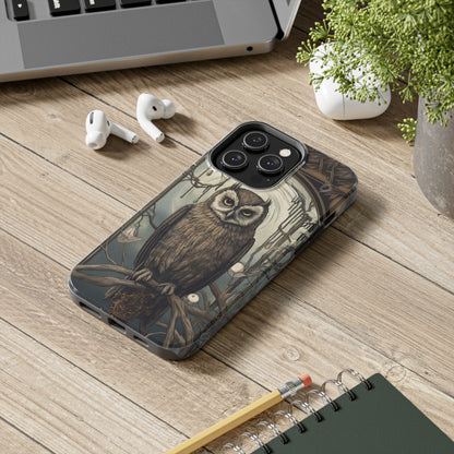 The Hermit Owl Tarot iPhone Tough Case | Embrace the Dark Academia Aesthetic and Retro Gothic Vibes with Captivating Tarot Design