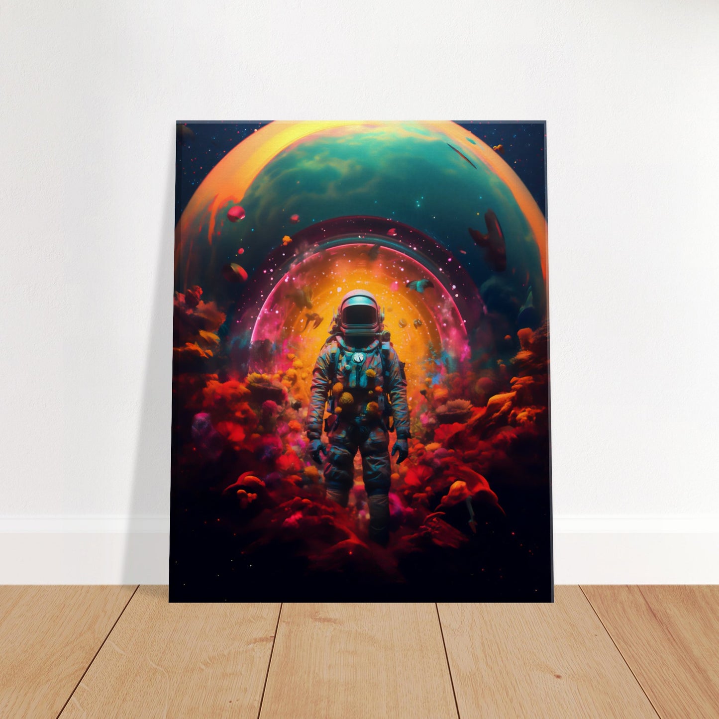 Cosmic Trip: Astronaut Psychedelic Art Canvas Print