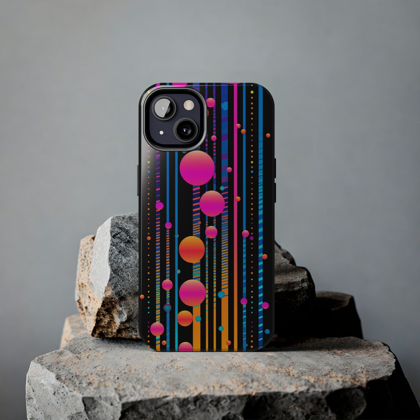 Experience a Blast from the Past: Retro Psychedelic Bubbles Tough Case for Apple iPhone Models