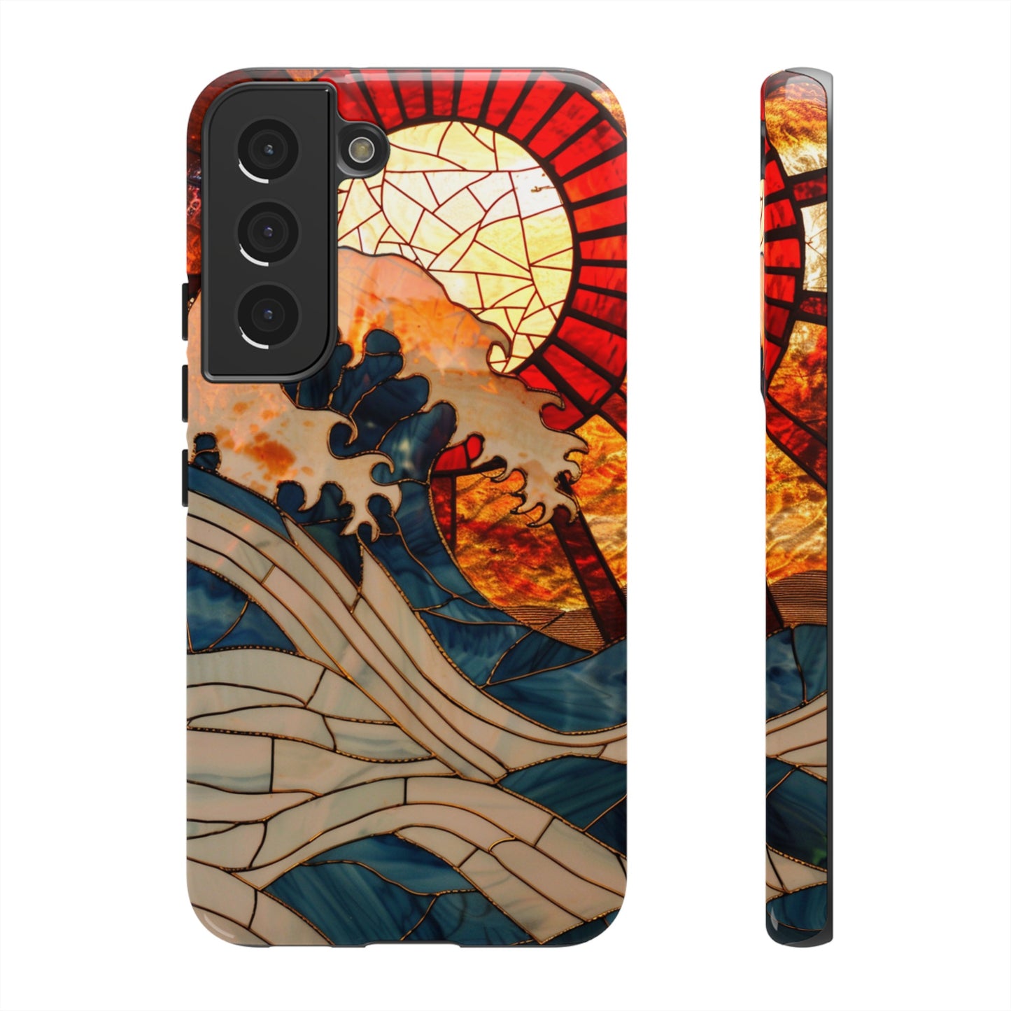 Japanese Rising Sun Phone Case Stained Glass Ocean Wave