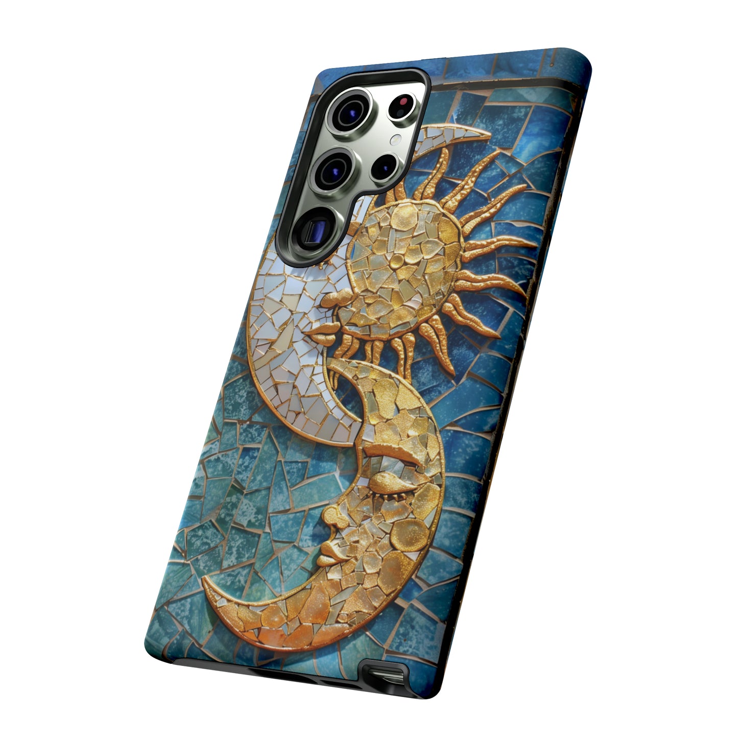 Boho Sun and Moon Mosaic Tile Stained Glass Phone Case