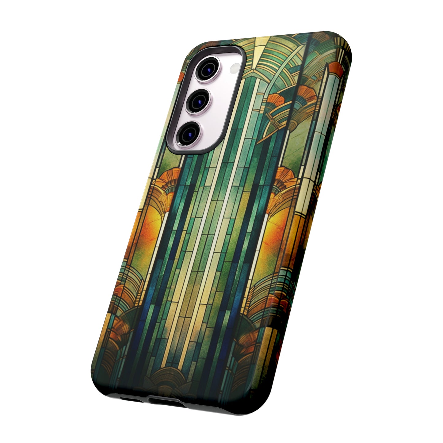 Art Deco Stained Glass floral Phone Case for iPhone 15, 14, Pro Max, 13, 12 & Samsung Galaxy S23, S22, S21, Google Pixel