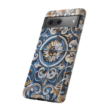 Azulejo Porcelain Blue & Creamy White Tile Mediterranean Design Phone Case