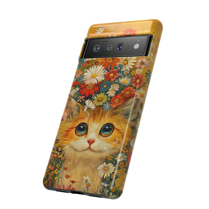 Cute Cat in Floral Garden Phone Case