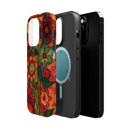 Retro Watercolor Abstract Floral Summer Style MagSafe Phone Case, iPhone 15 Case