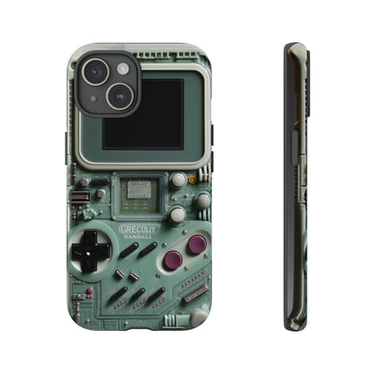 Vintage handheld Game Boy phone case for iPhone 15