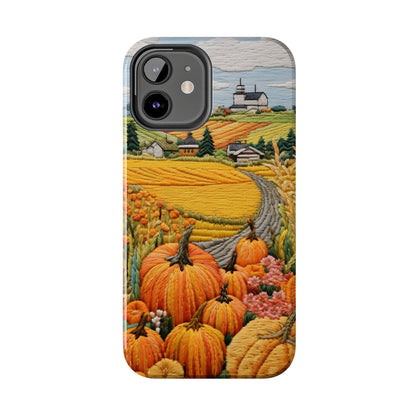 Harvest Hues: Halloween Pumpkin Patch | Embroidered Landscape for iPhone Range