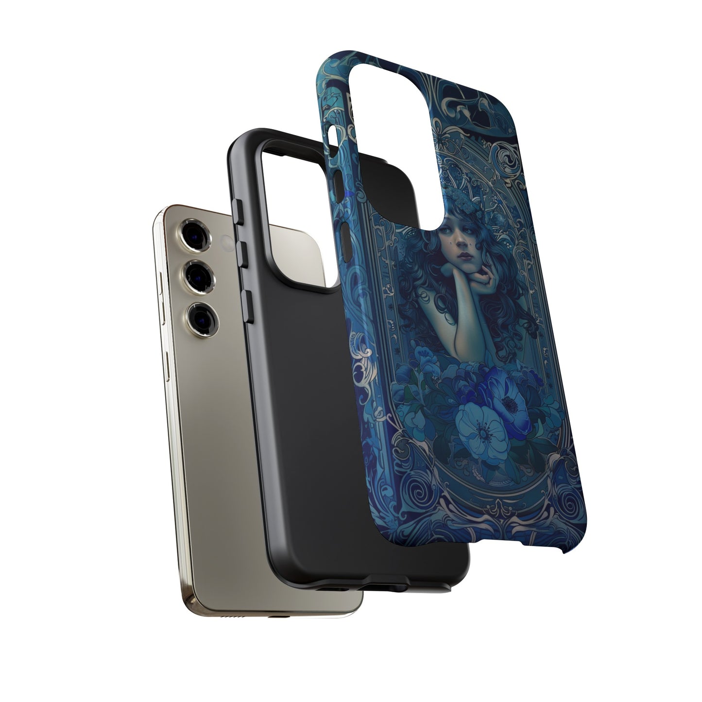 Blue Floral Art Nouveau Style Phone Case