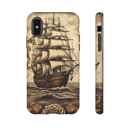 Vintage Tattoo Style Pirate Ship Phone Case