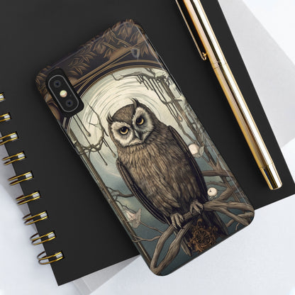 The Hermit Owl Tarot iPhone Tough Case | Embrace the Dark Academia Aesthetic and Retro Gothic Vibes with Captivating Tarot Design