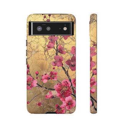 Pink Forget Me Nots Gold Floral Phone Case