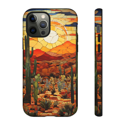 Desert Sunset Cactus Mosaic Tile