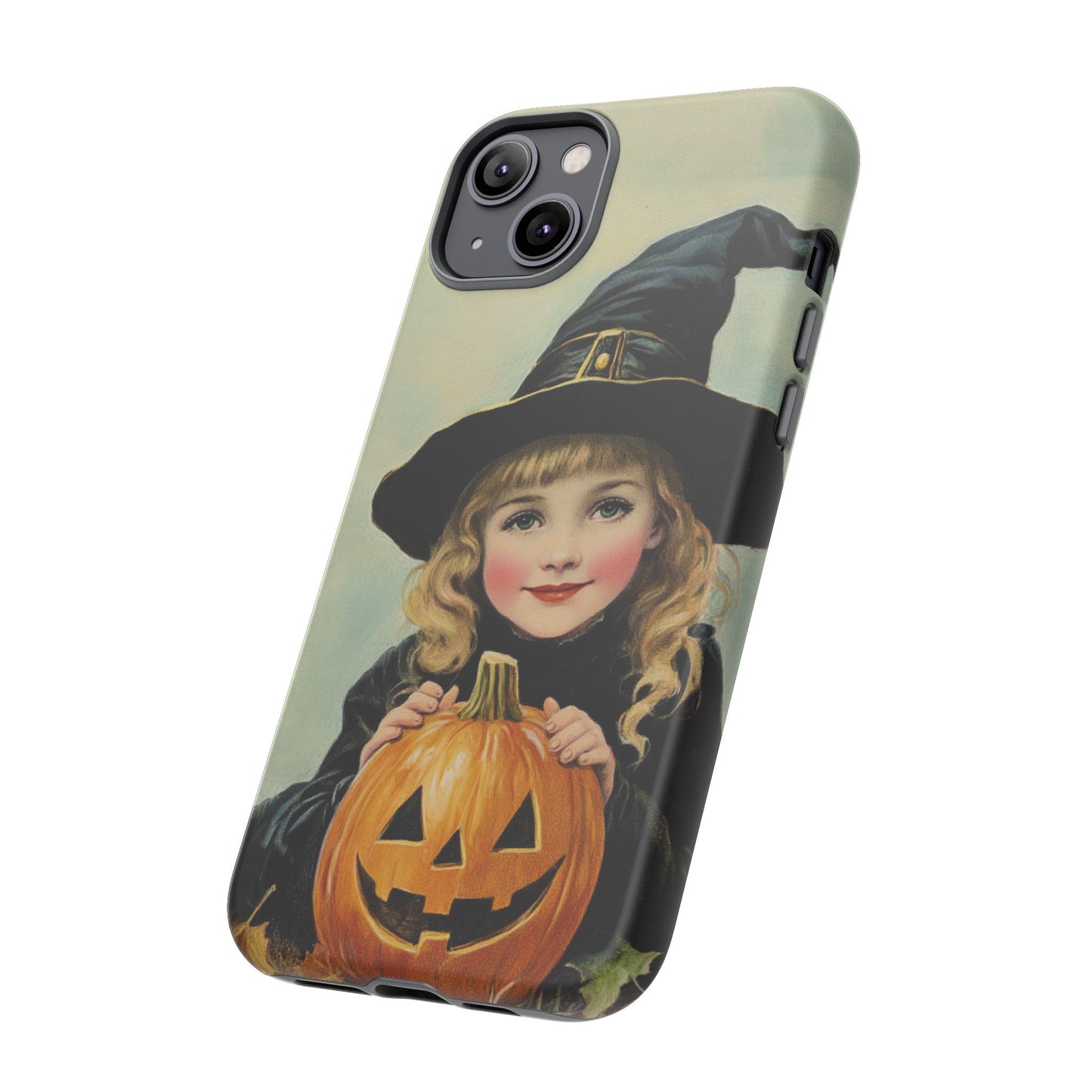 Vintage Halloween Card Witch and Jack-o'-lantern Phone Cover