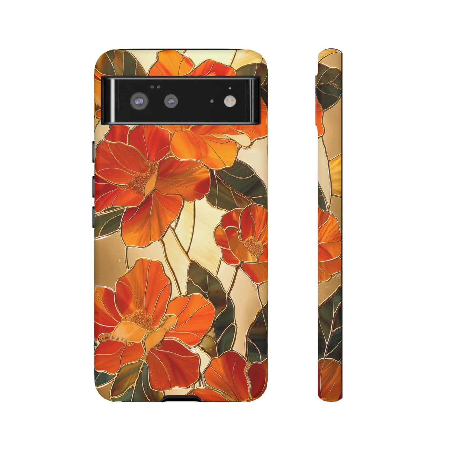 Orange Floral Phone Case Stained Glass Flower Aesthetic