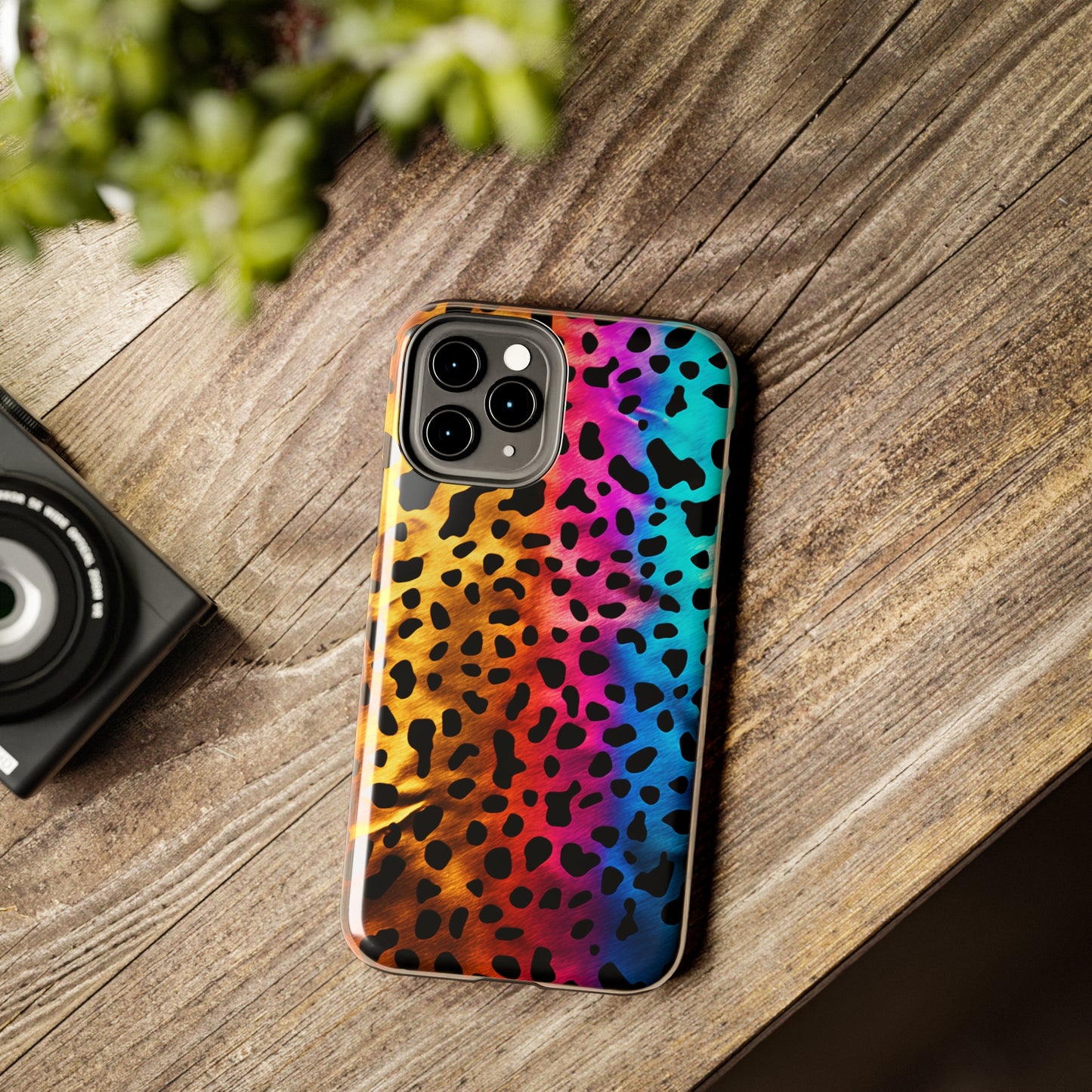 Kaleidoscopic Wild: Psychedelic Rainbow Leopard Print | Dazzling iPhone Case