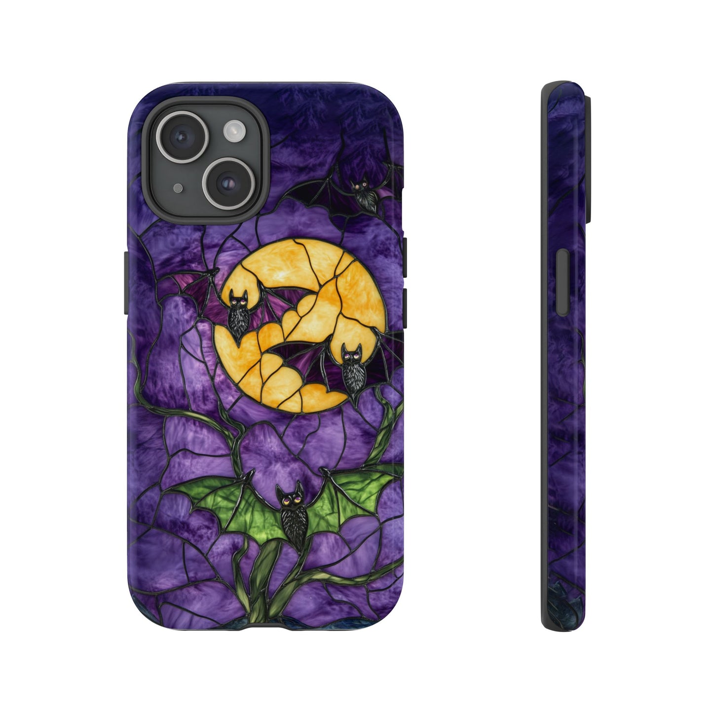 Full Moon Stained Glass Style Halloween Bats Phone Case