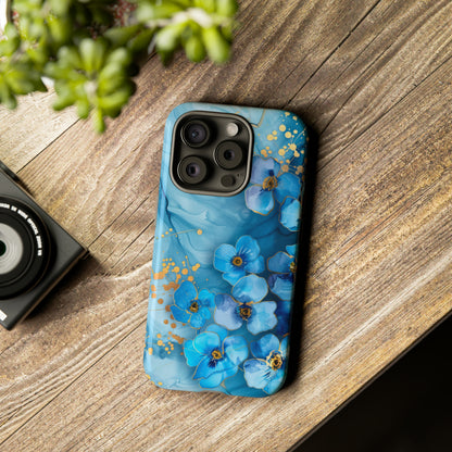 Forget Me Nots Gold Color Splash Floral Design Phone Case