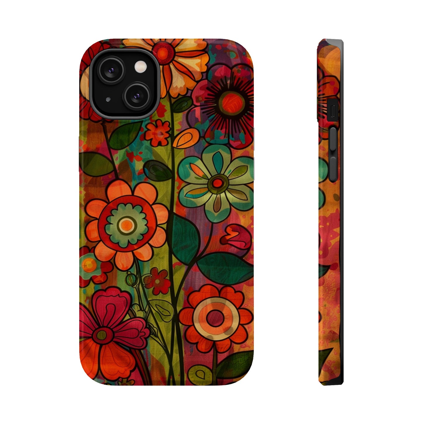 Retro Watercolor Abstract Floral Summer Style MagSafe Phone Case, iPhone 15 Case