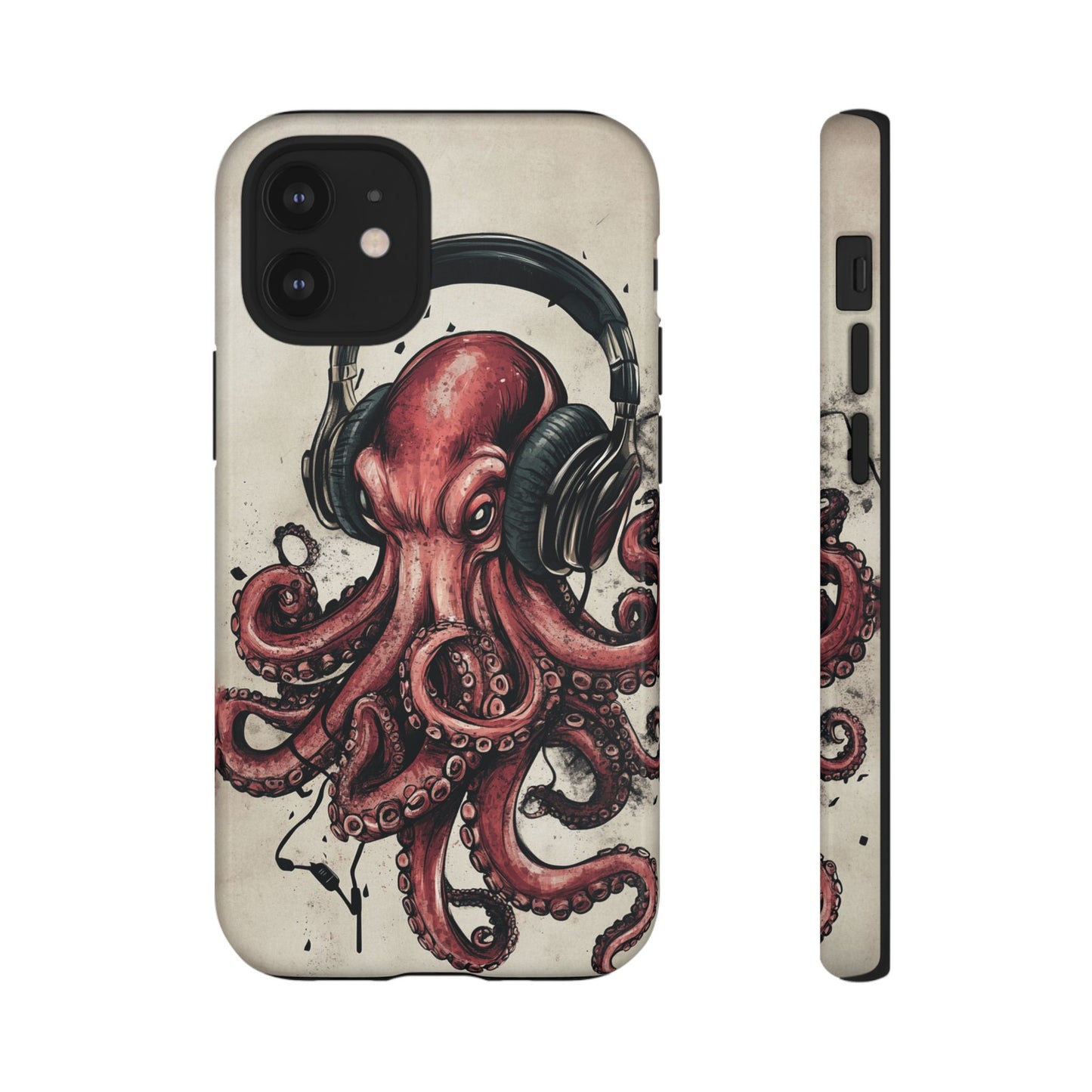 Retro Style Japanese Octopus Listening to Headphones Phone Cover